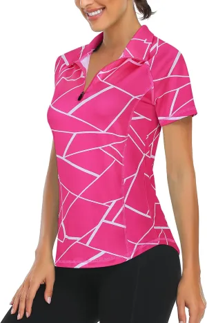 LURANEE Women's Short Sleeve Moisture Wicking Athletic Shirts Quarter Zip Pullover