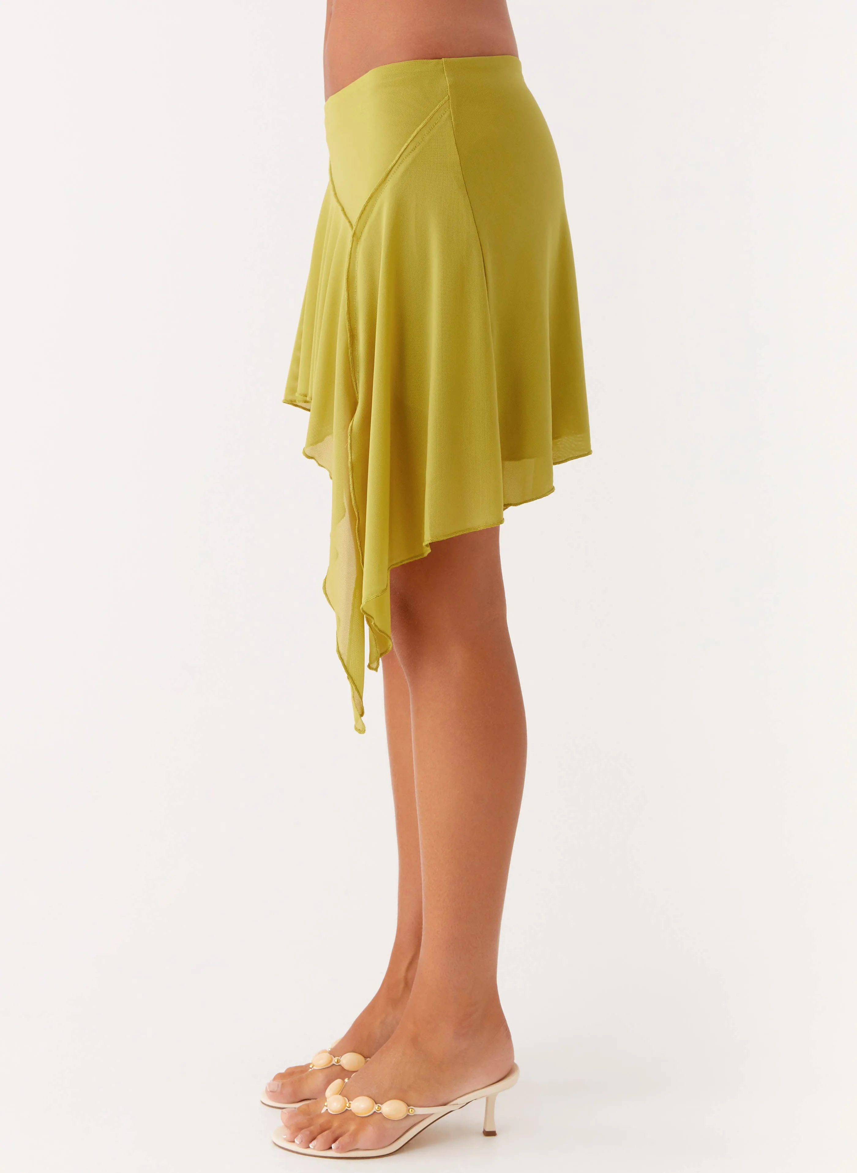 Non Slip Waist Lustra Mini Skirt - Lime