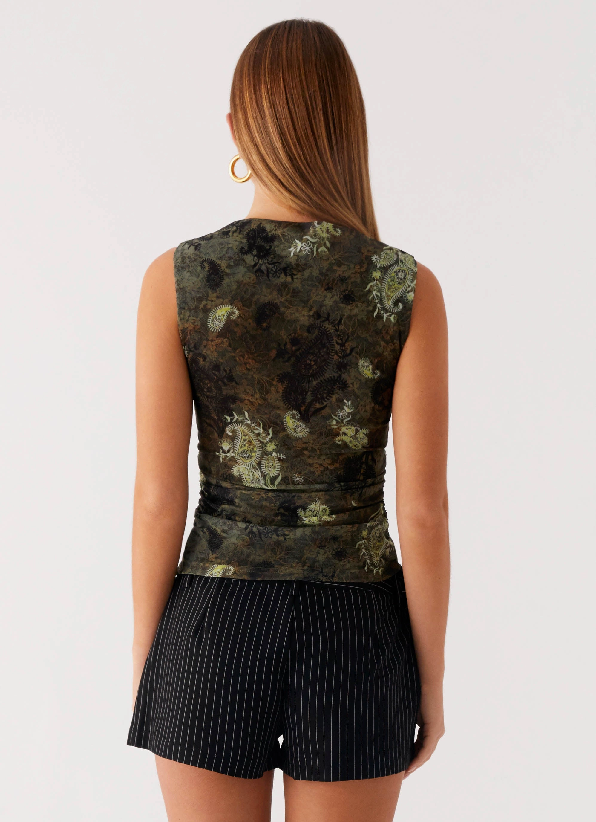 Lux Tank Top - Cyber Floral YarnDyedFabric Heather Effect Finish