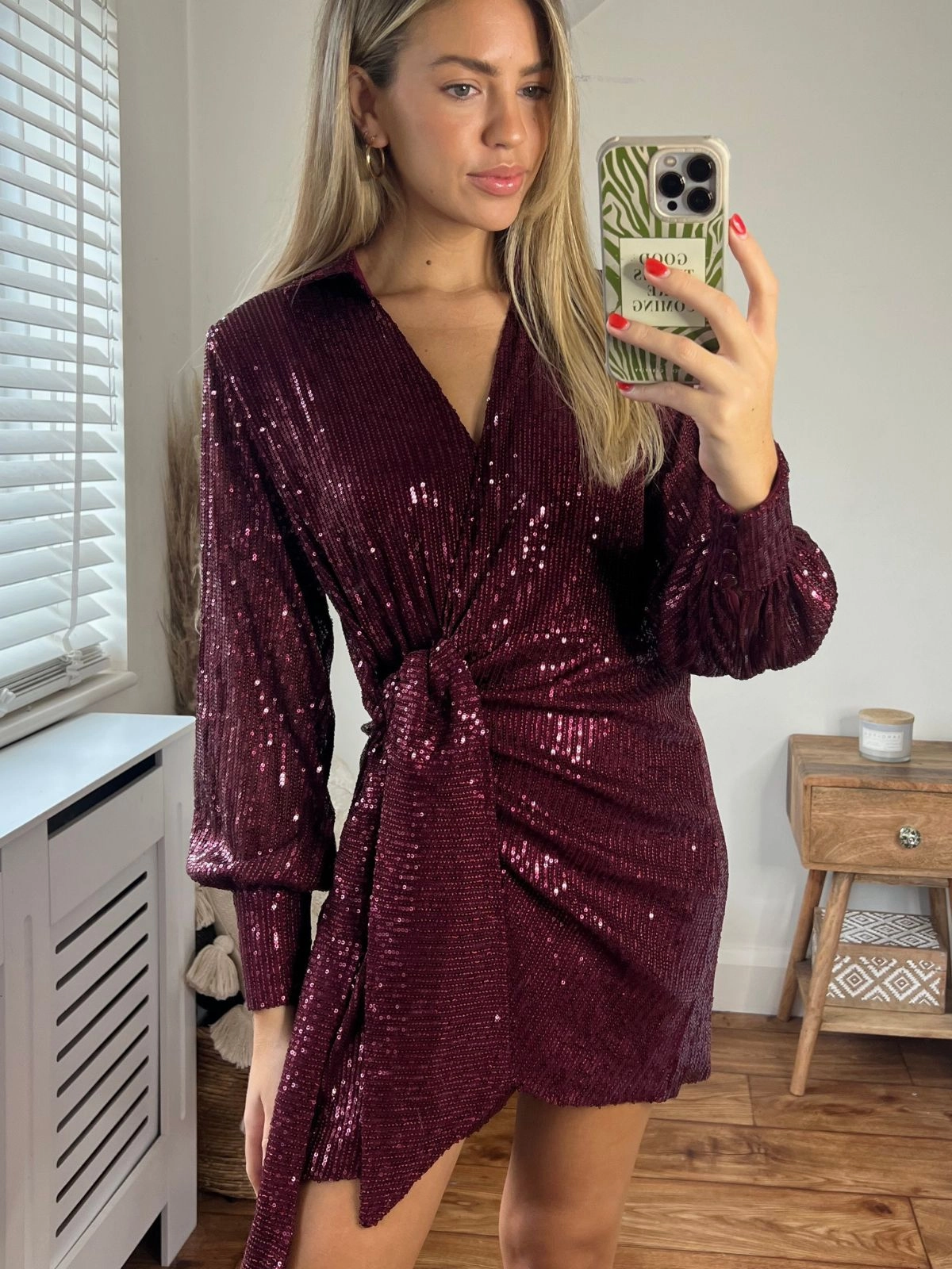 Aimee Balloon Sleeve Shirt Dress / Mulberry Soft Draping