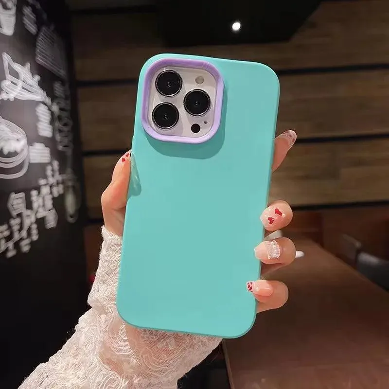 Luxury 3 in 1 Solid Color Detachable Case For iPhone