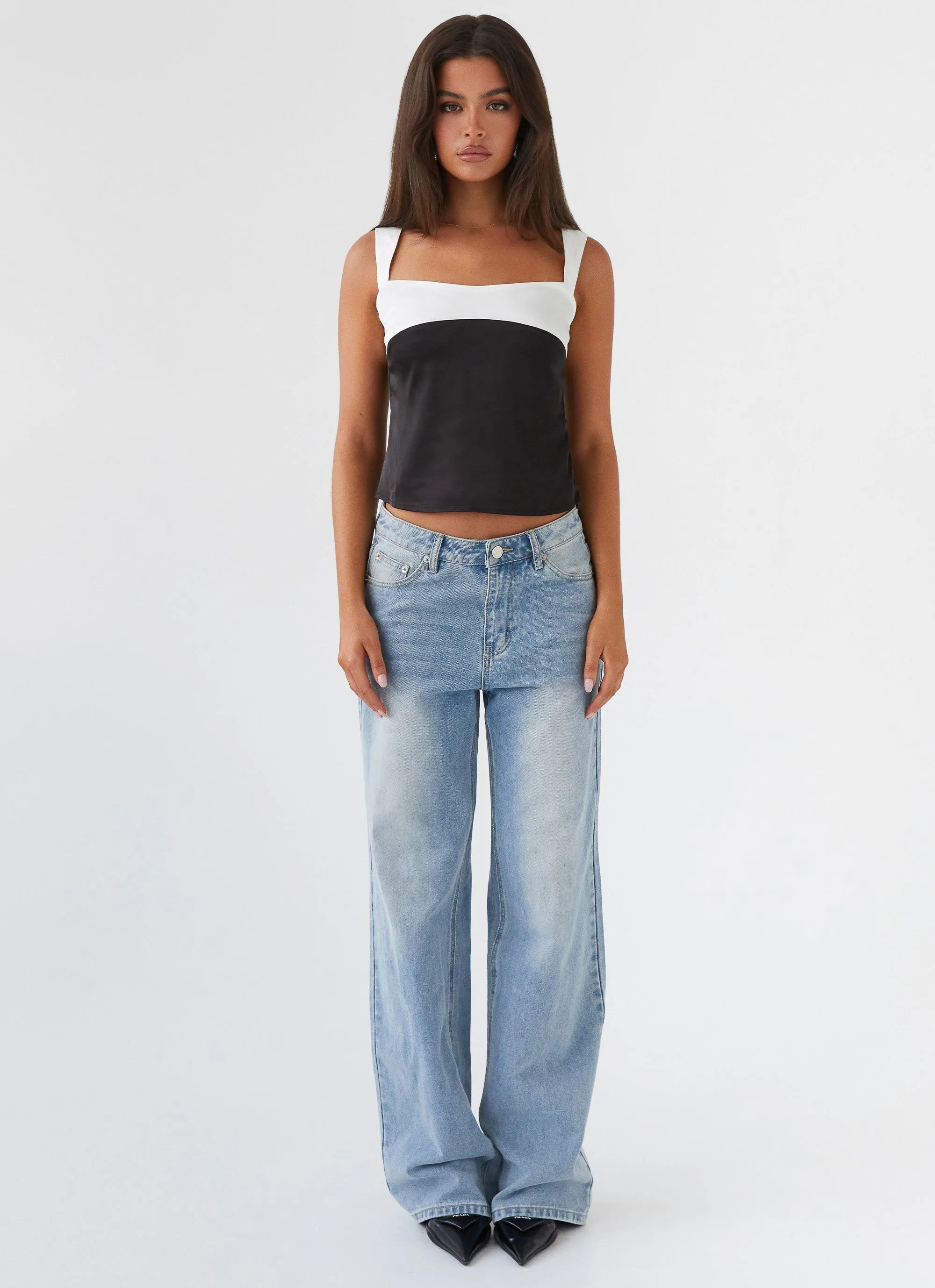 Lylah Satin Top - Onyx Fashionable Tank WrinkleResistantTextile