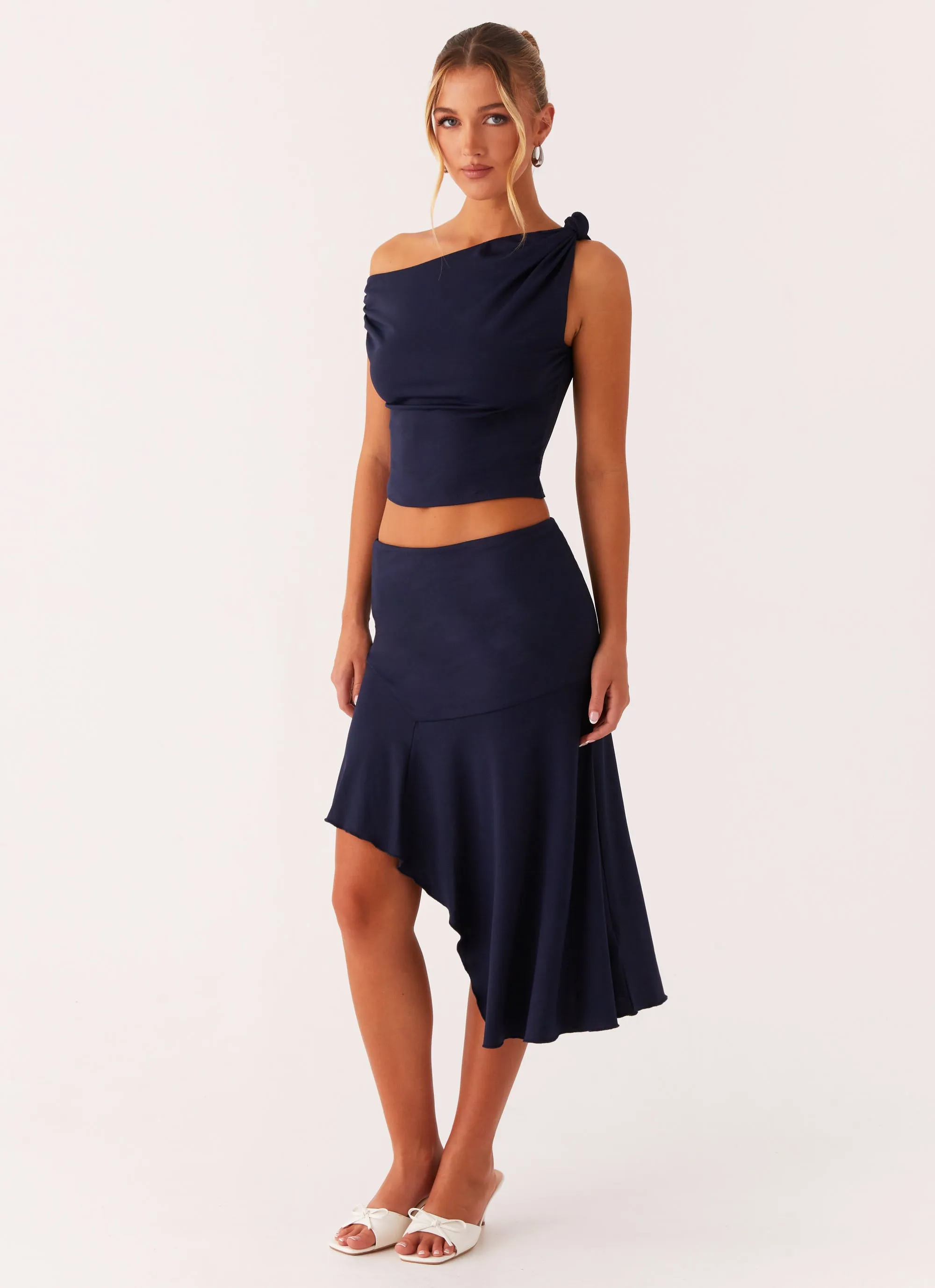 Structured silhouette Viola Midi Skirt - Navy