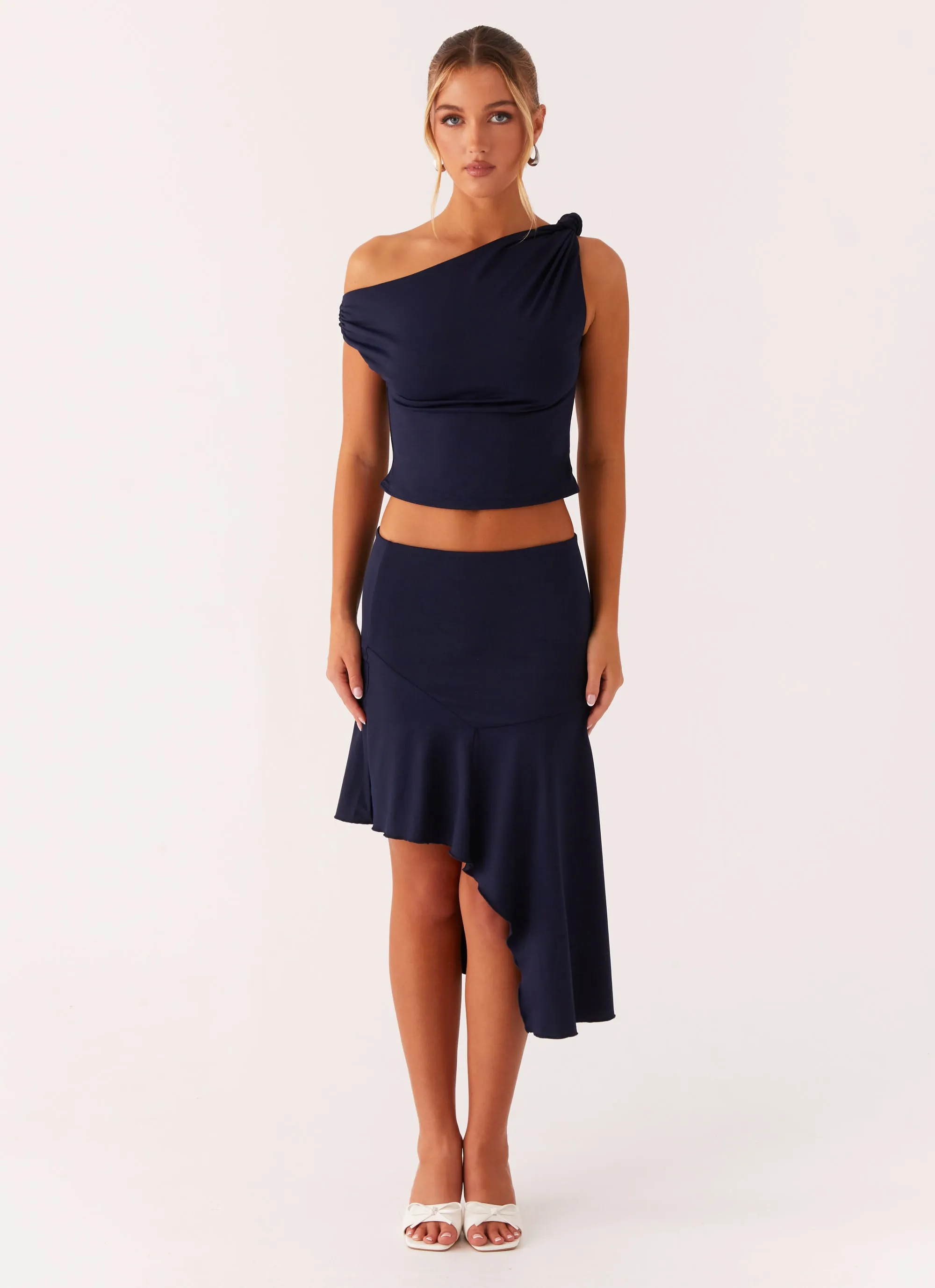 Viola Midi Skirt - Navy Chic Tones Fashion Mood