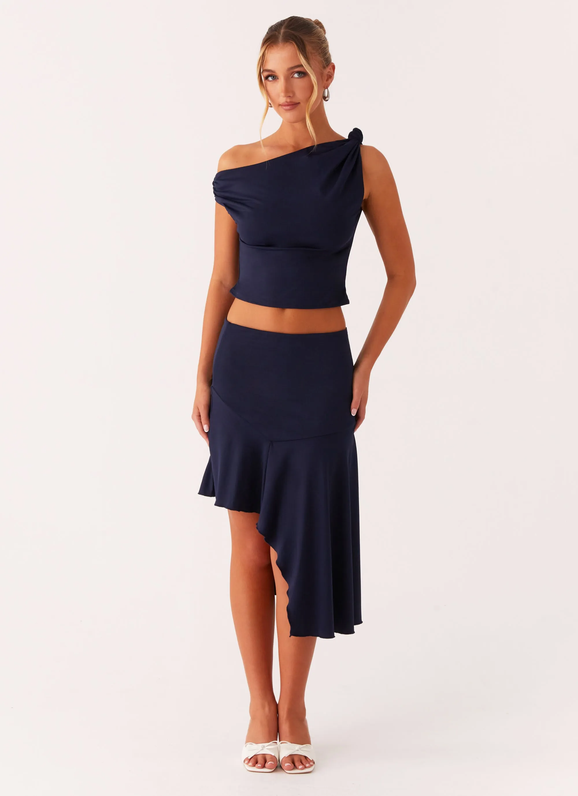 Innovative Fabric Viola Midi Skirt - Navy