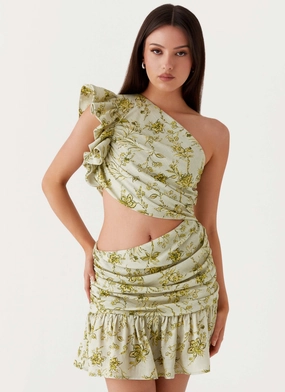 Perfectly Styled Maisie Linen Mini Dress - Sage Floral