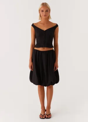 Make Way Bubble Midi Skirt - Black Daily Mood mix and match