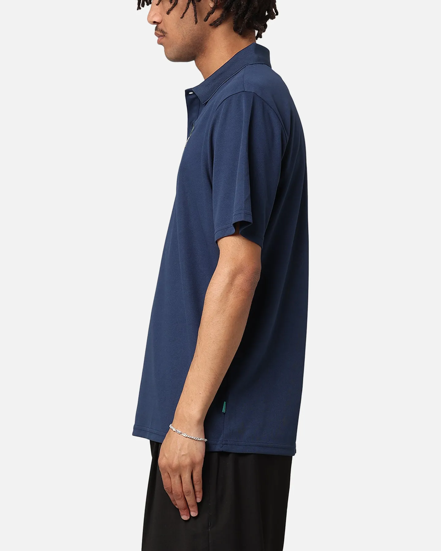 Malbon Pimento Performance Pique Polo Shirt Navy