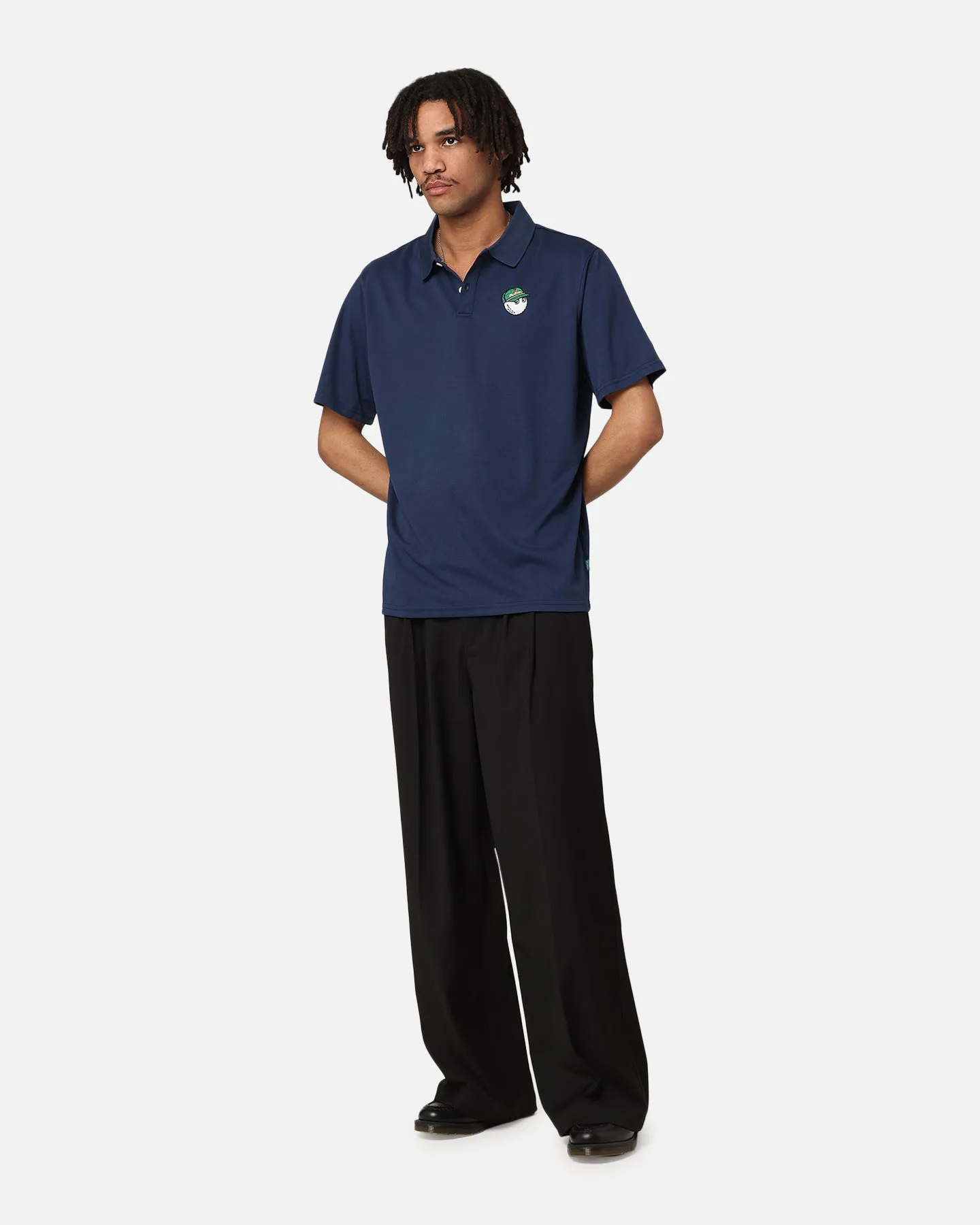 Malbon Pimento Performance Pique Polo Shirt Navy