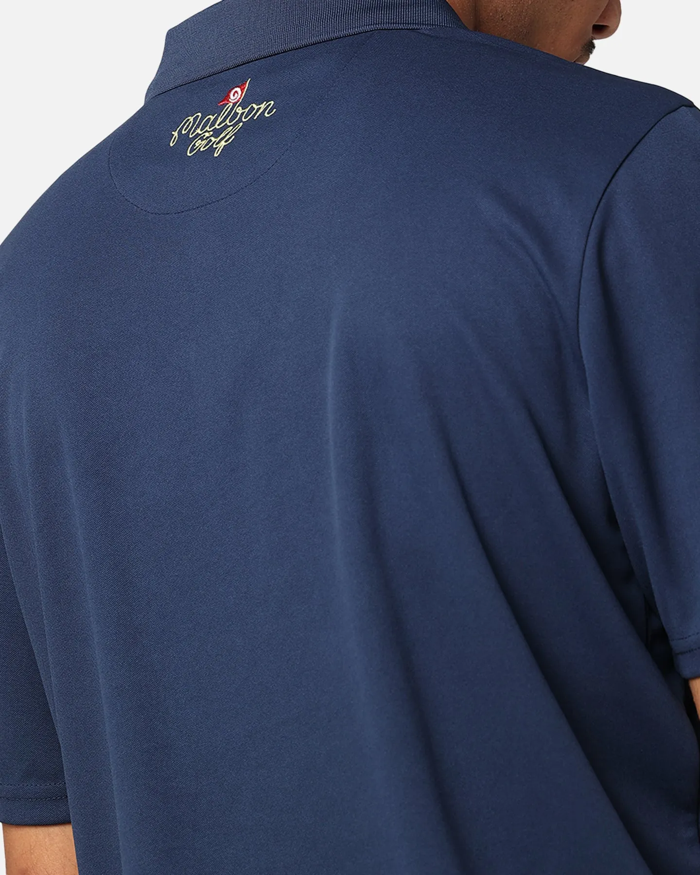 Malbon Pimento Performance Pique Polo Shirt Navy