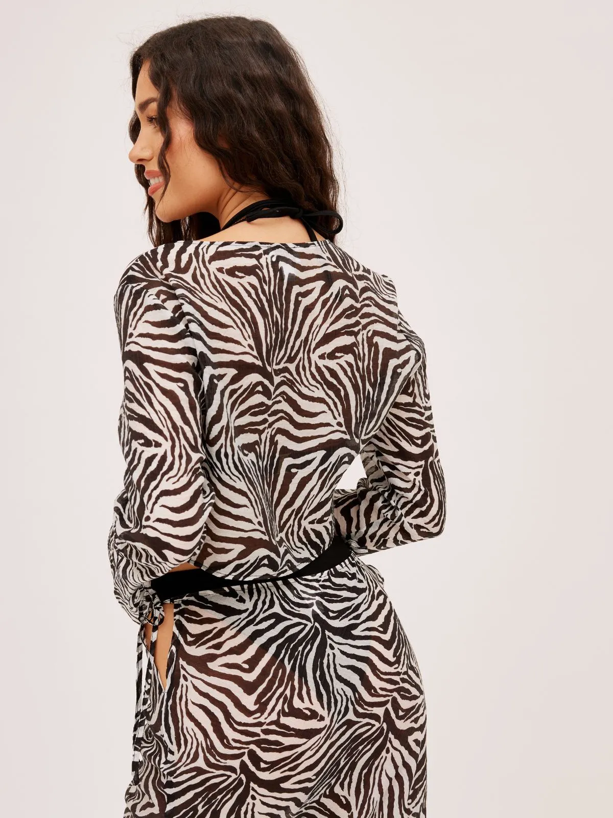 Bold Accent Urban Pulse Malibu Sheer Beach Maxi Skirt / Zebra