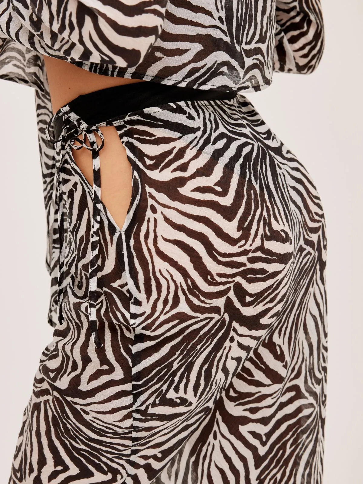 Contemporary Mood Malibu Sheer Beach Maxi Skirt / Zebra