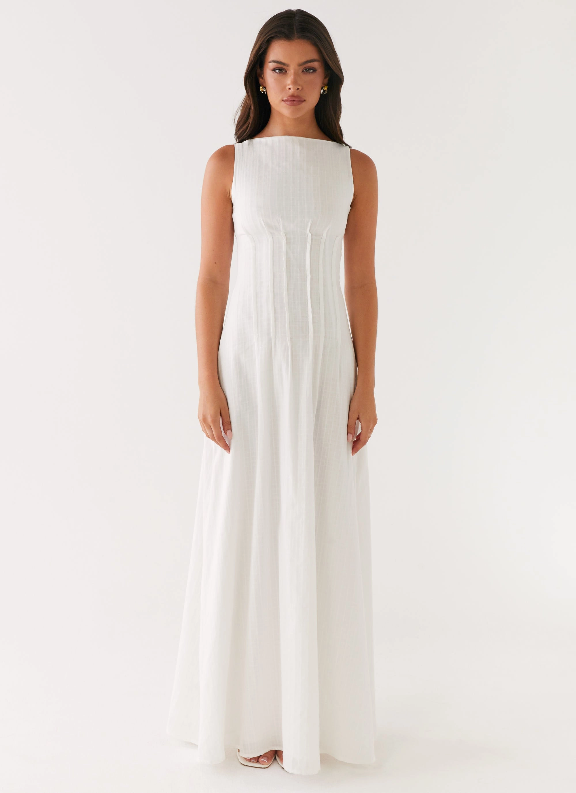 Decorative-Design Minimal Fit Maloney Maxi Dress - White