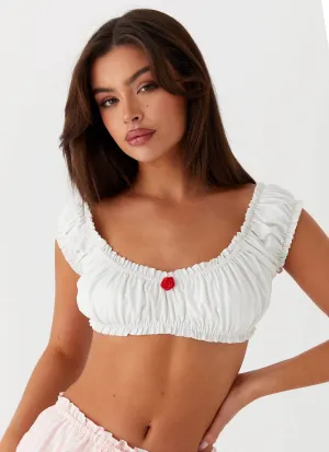 Marcella Crop Top - White StretchMaterial