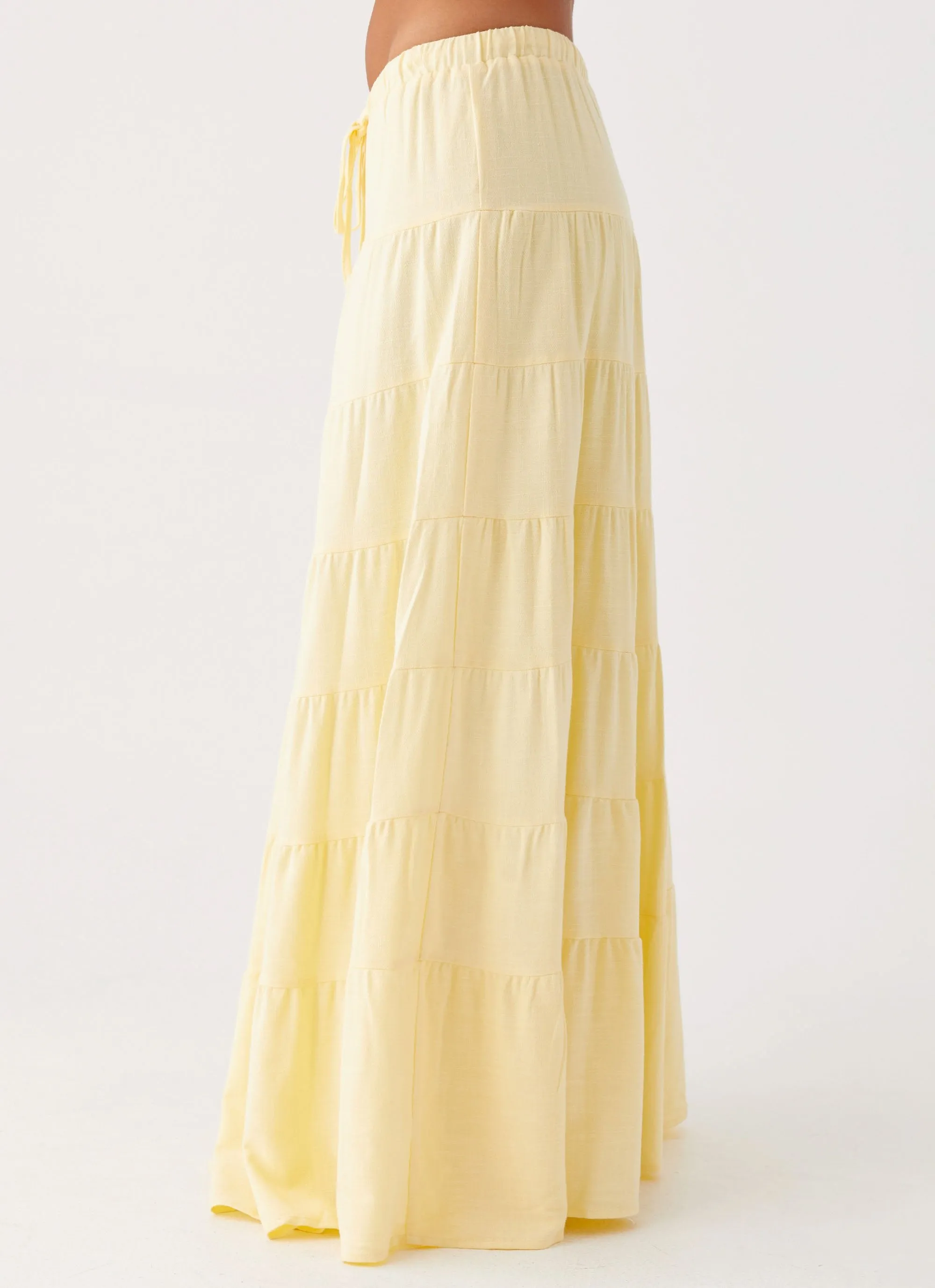 Lined interior Bold Print Mariella Linen Maxi Skirt - Yellow