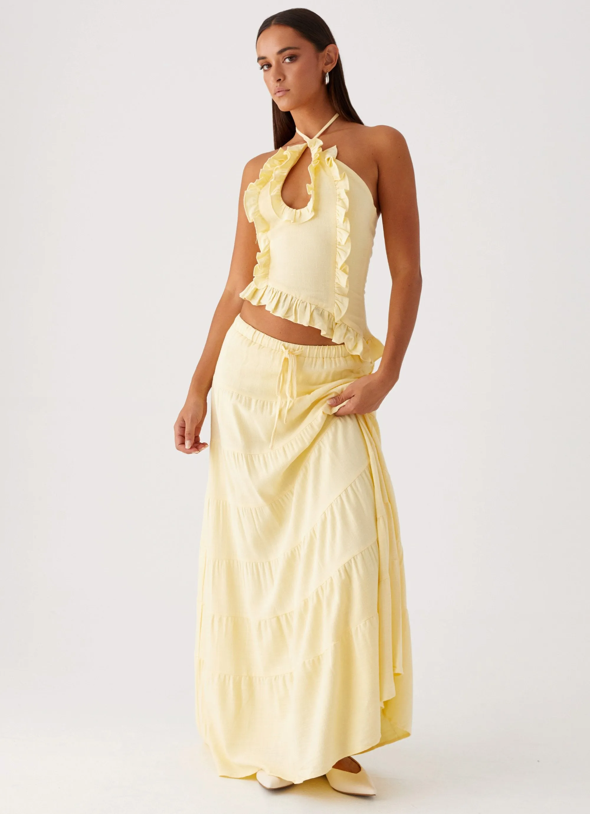 Mariella Linen Maxi Skirt - Yellow Future Fashion