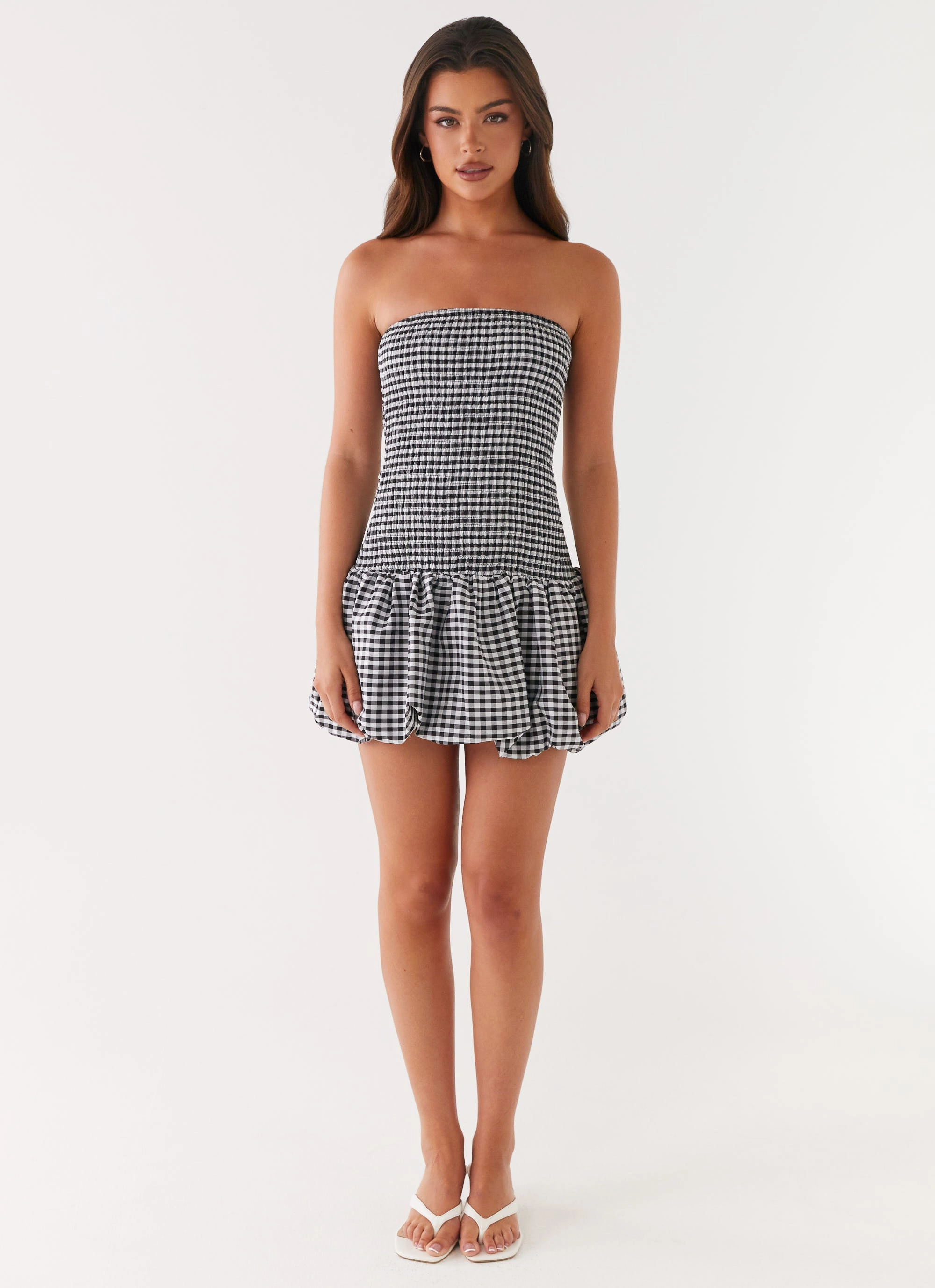 Comfy Layers Winter-Season Martell Mini Dress - Black Gingham