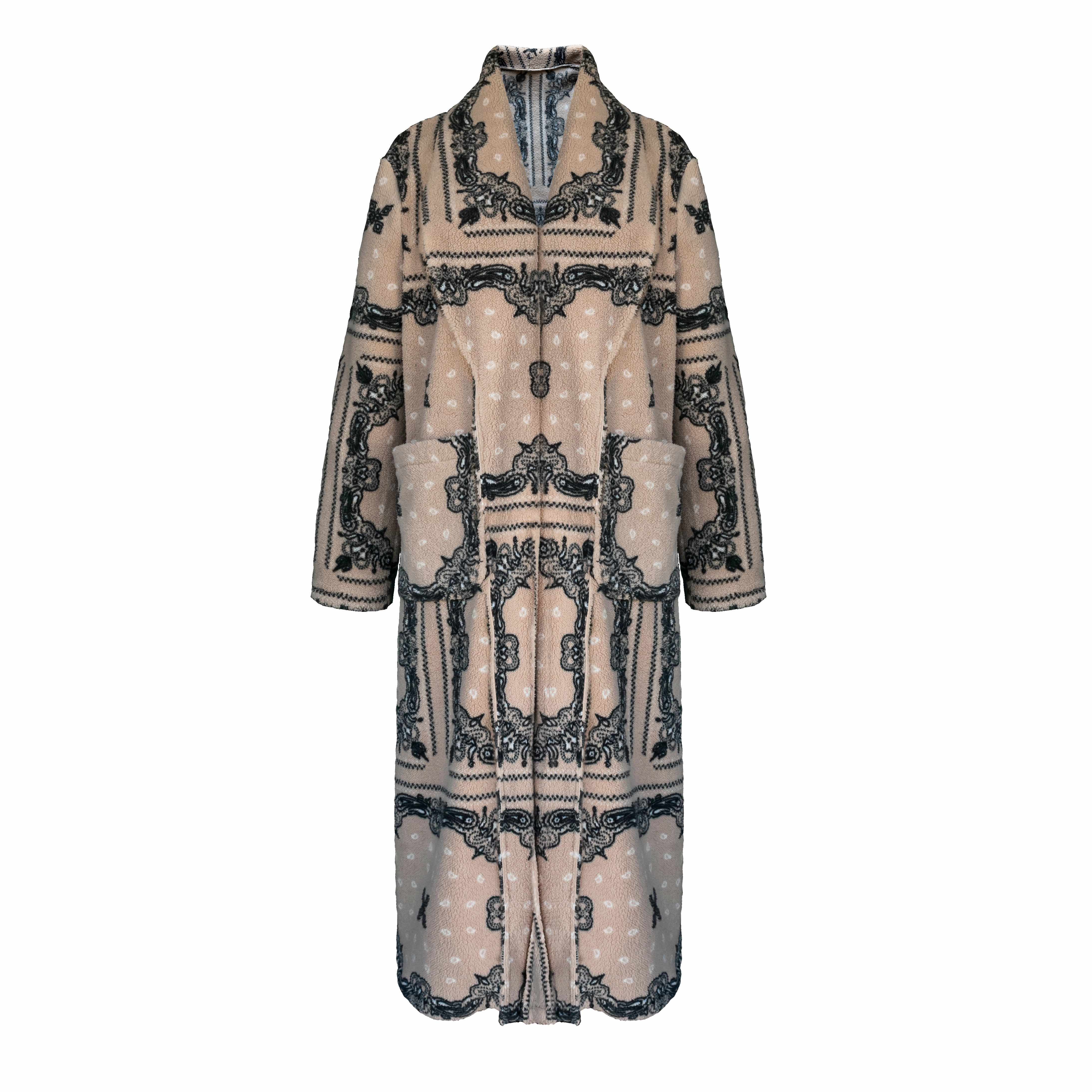 MASON'S DAUGHTER | Coco Robe Coat, Cream Bandana Print Cozy Fit Chic Vibe