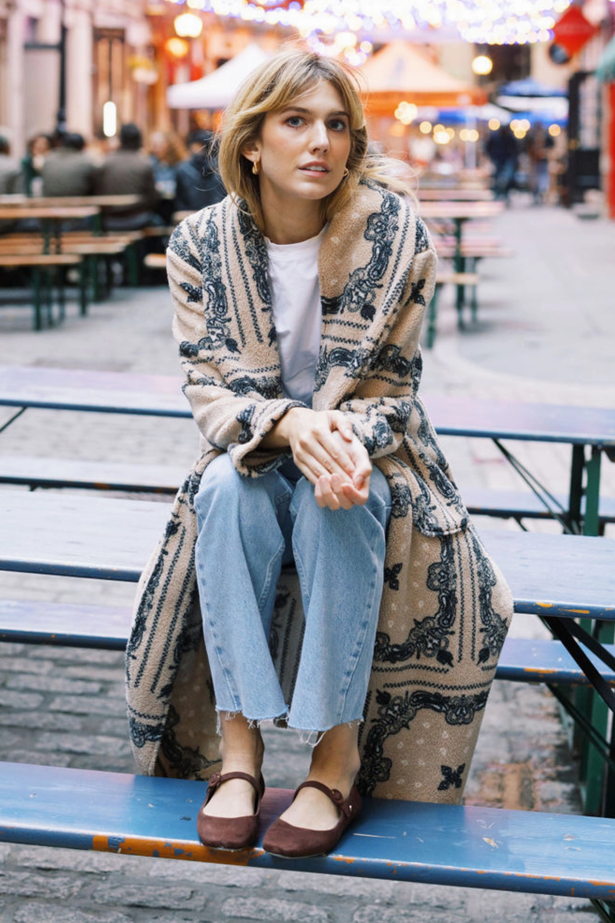 MASON'S DAUGHTER | Coco Robe Coat, Cream Bandana Print Non Tapered Leg