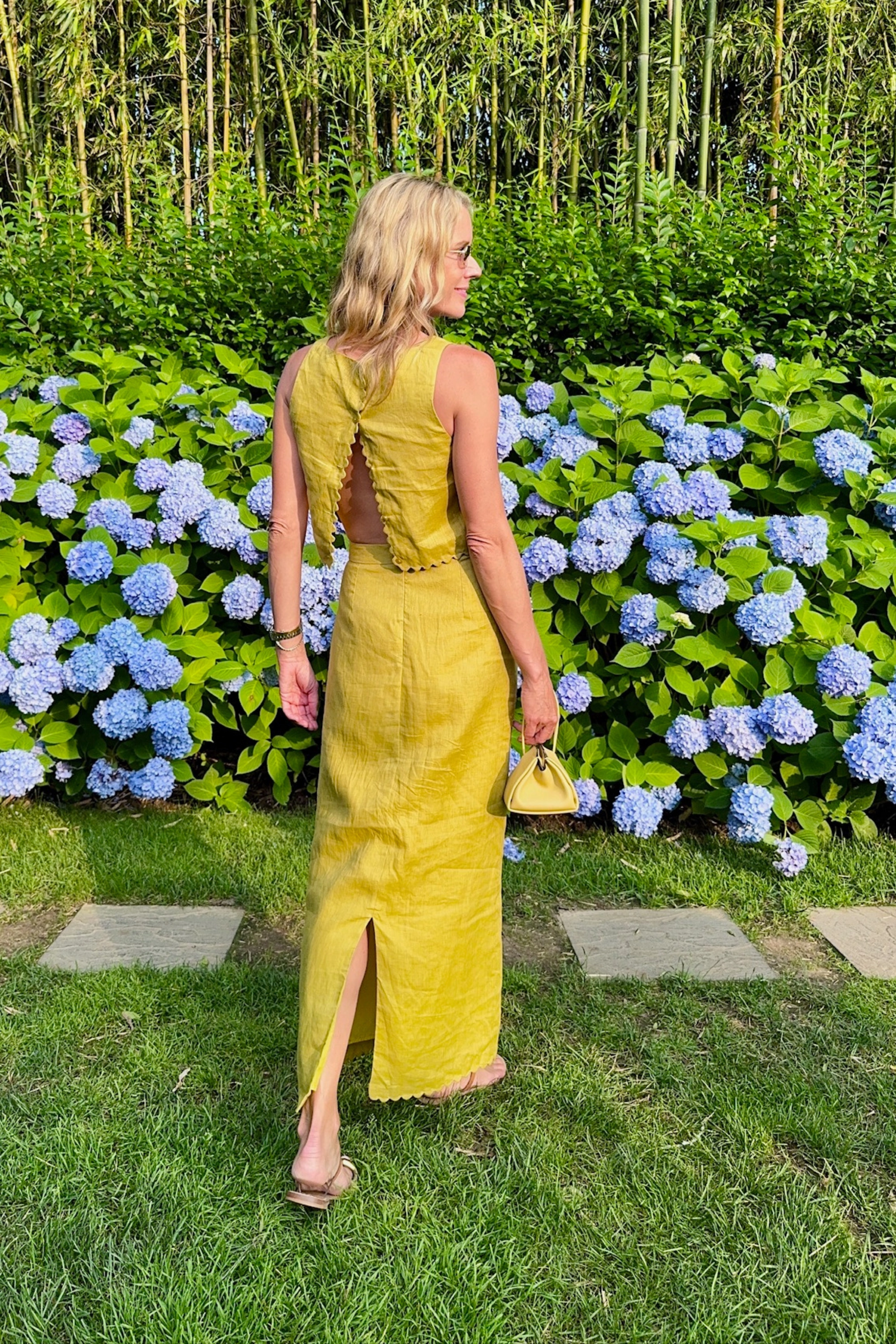 Reinforced Knees MASON'S DAUGHTER | Ella Scallop Top, Chartreuse Linen