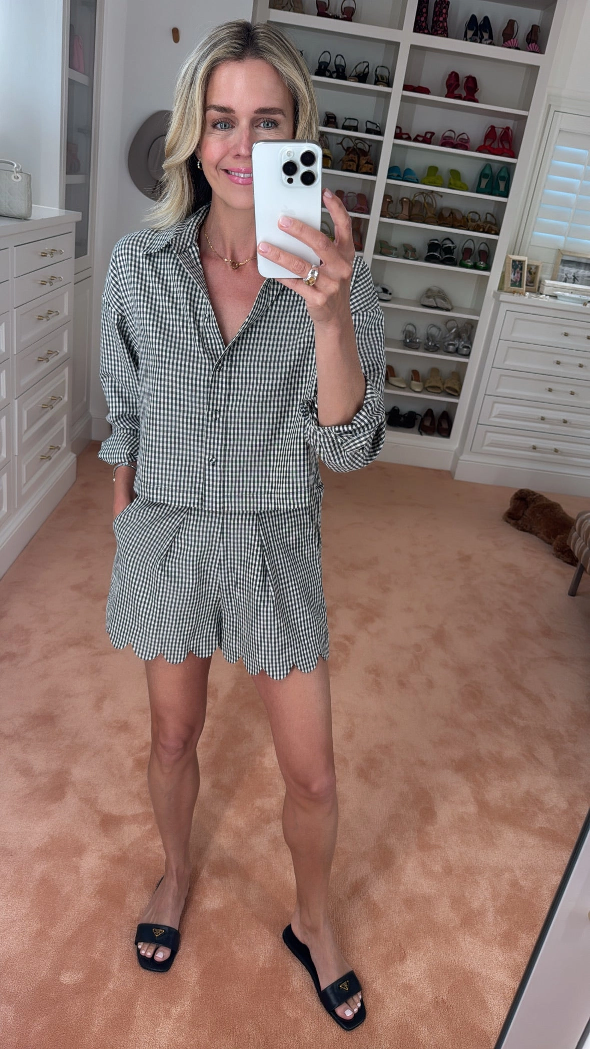 MASON'S DAUGHTER | Margot Short, Black & Ivory Gingham Fashion Forward Anti Pilling Finish