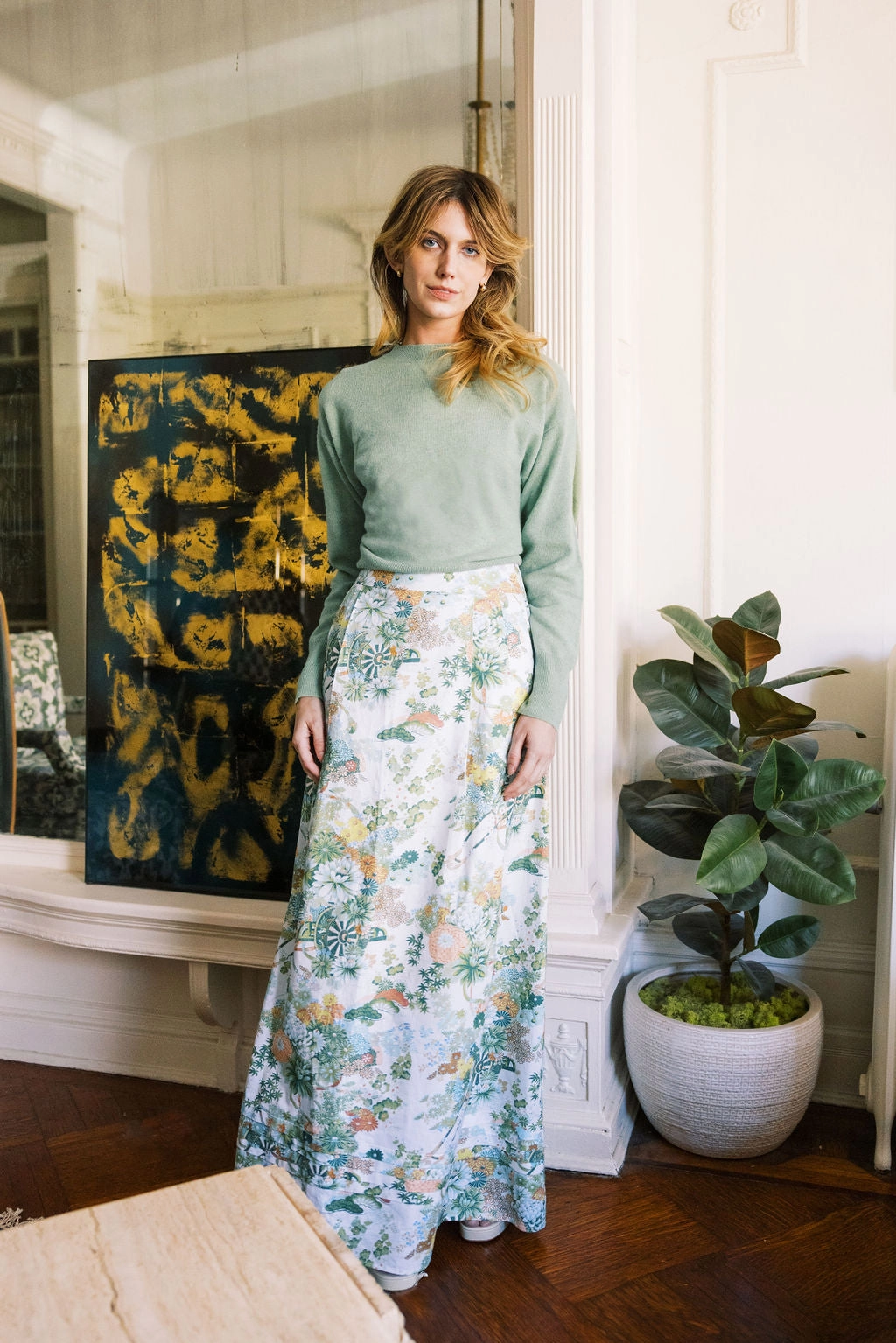 ErgonomicArticulatedDesign Clean Lines MASON'S DAUGHTER | Maxi Skirt, Spring Chinoiserie
