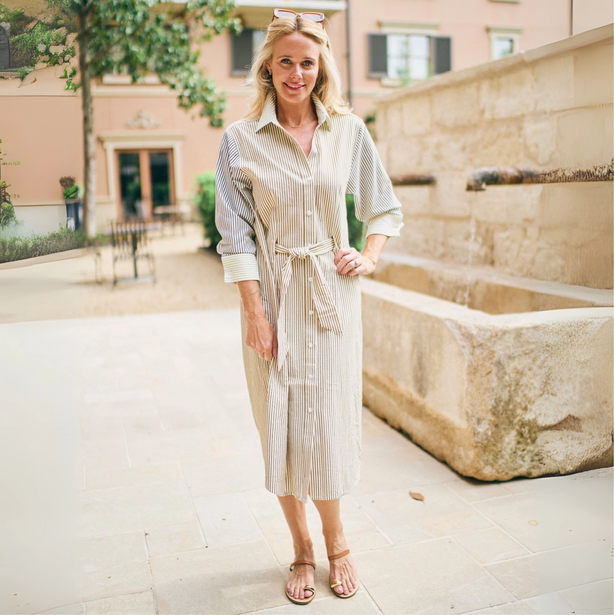MASON'S DAUGHTER | Sutton Shirtdress, Multi Stripe Visual Balance