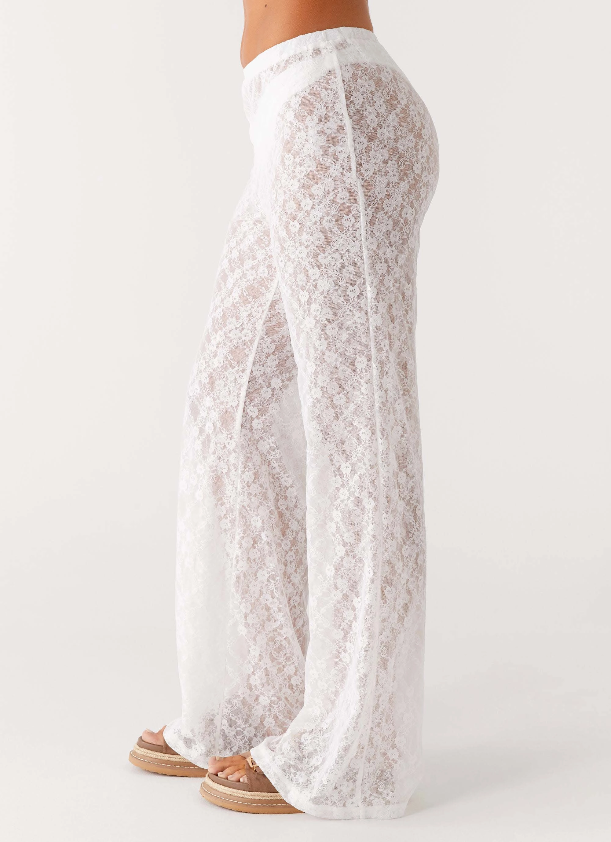 Matcha Lace Pants - White Anti Pilling Textile