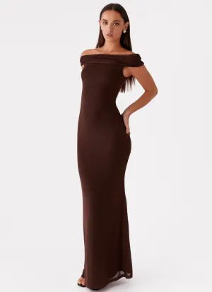 Smooth zipper closure Breathable Fit Marilyn Maxi Dress - Chocolate