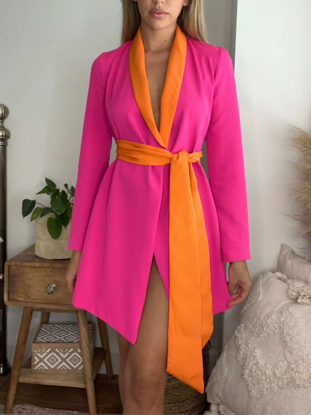 Versatile Fit Maya Colourblock Blazer Dress in Pink