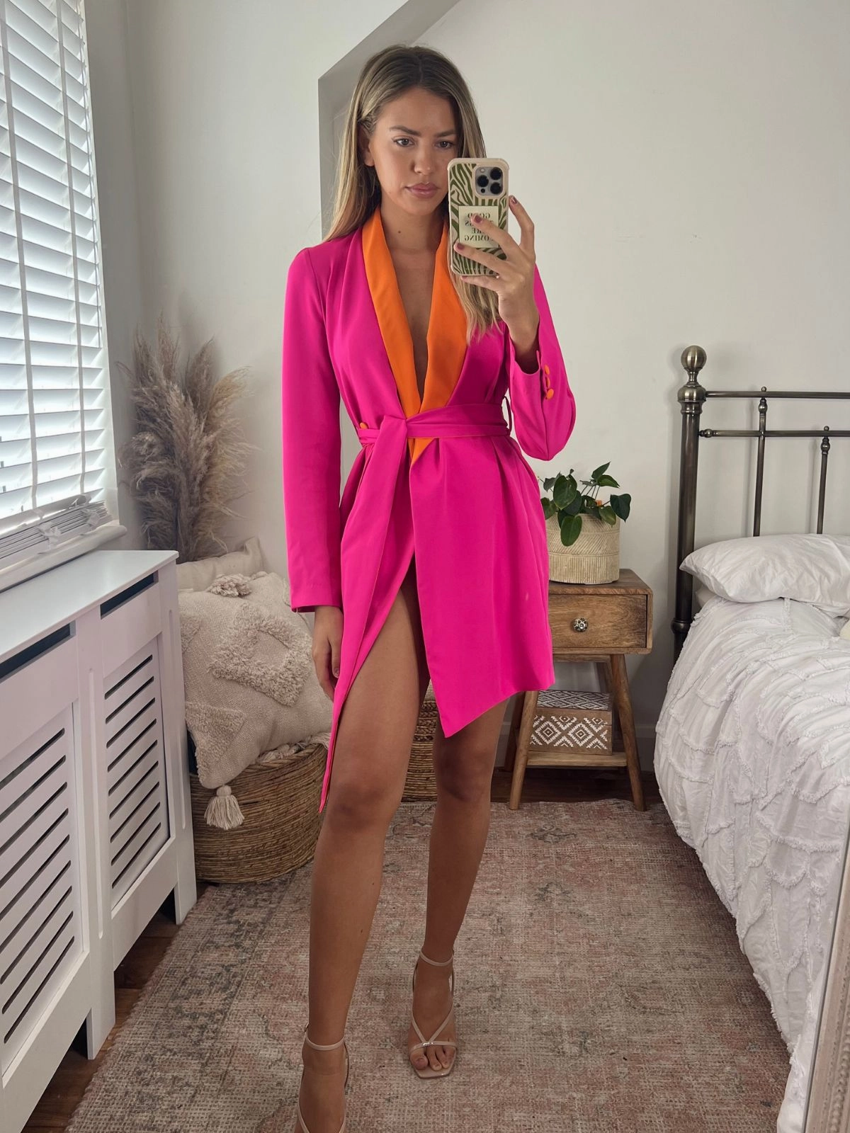 Silky Touch Maya Colourblock Blazer Dress in Pink