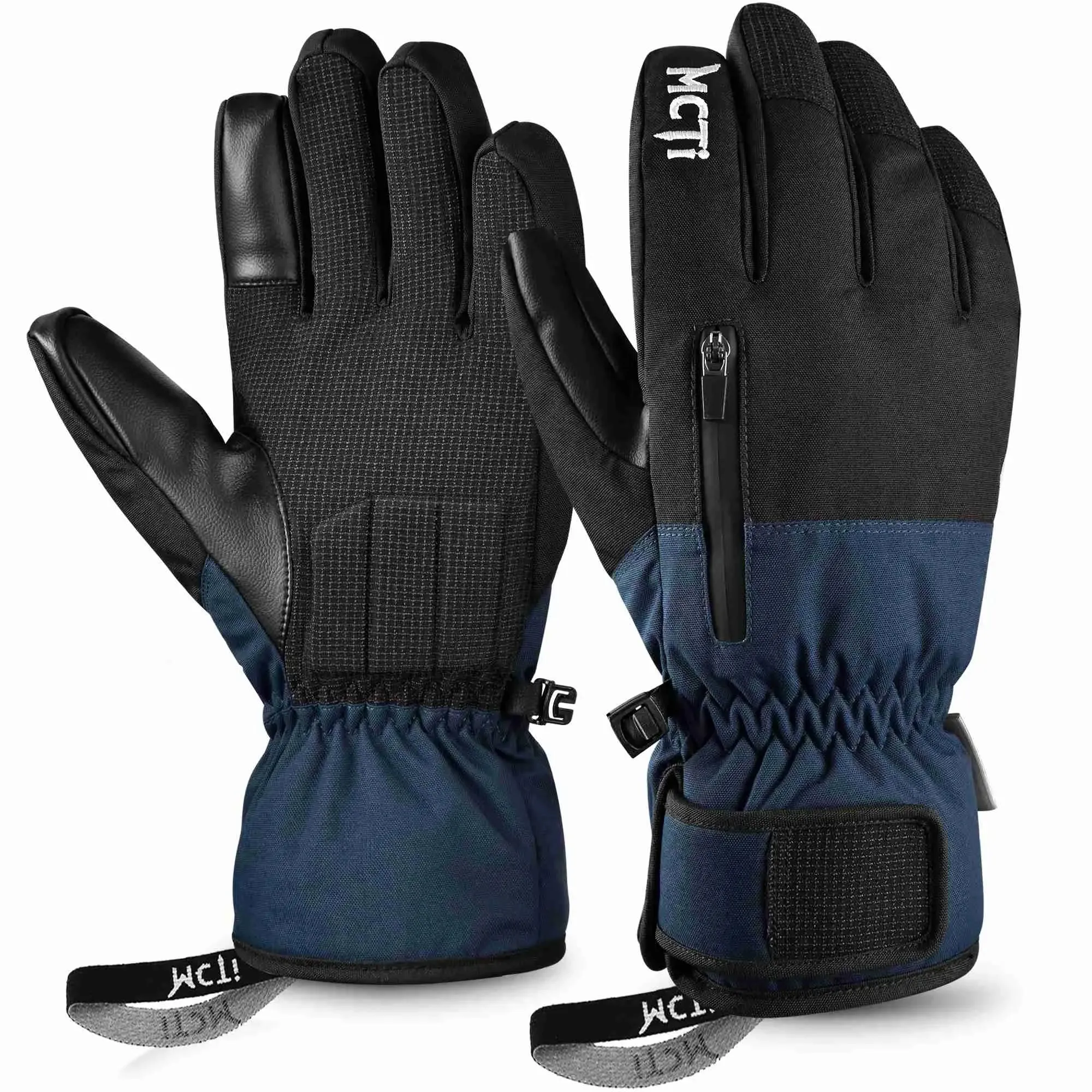 MCTi Snowboard Gloves Men's Waterproof Insulated Ski Gloves Winter with Abrasion Resistant Palm