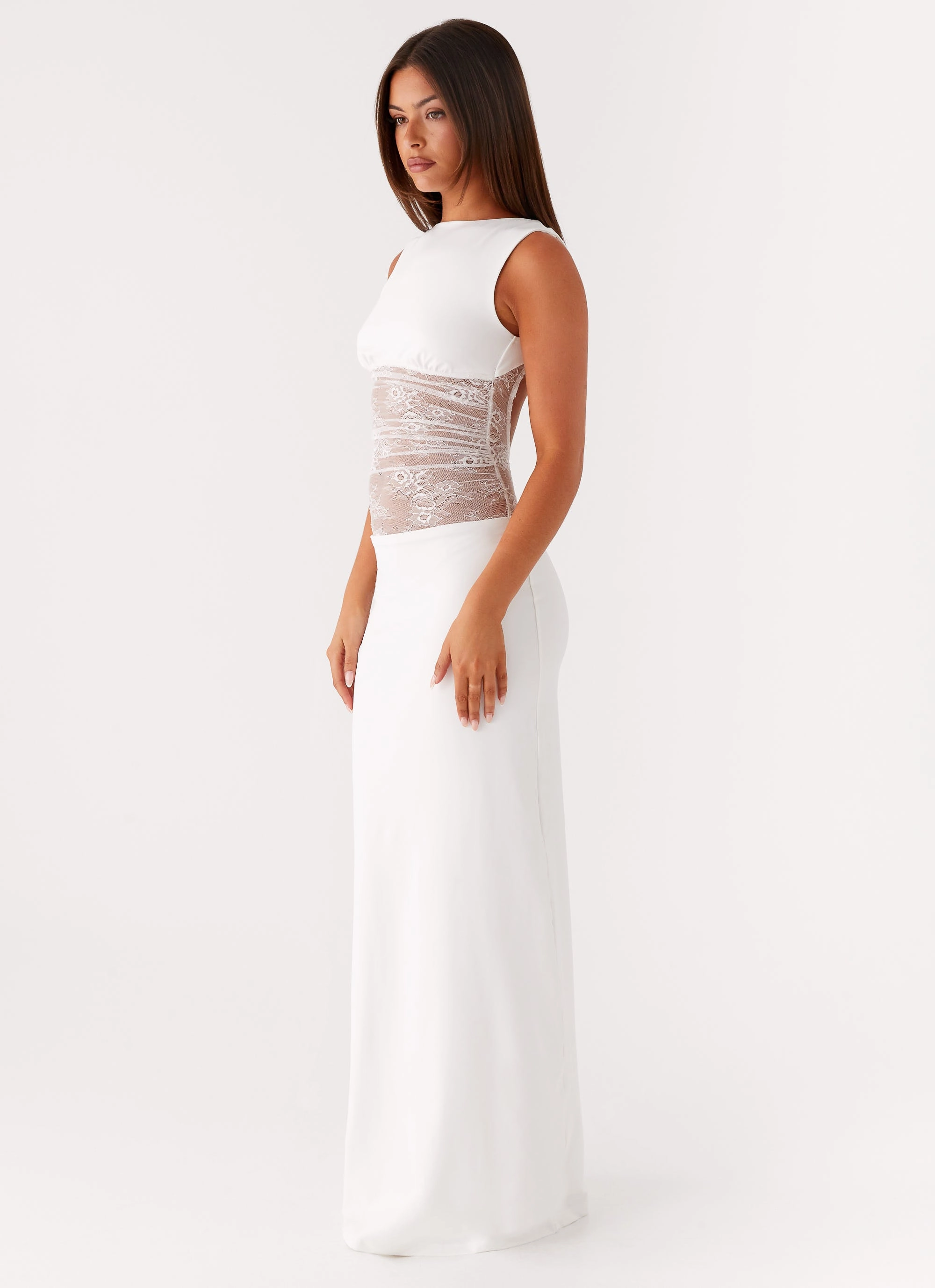 Medina Lace Maxi Dress - White Wave Soft Comfort Mode