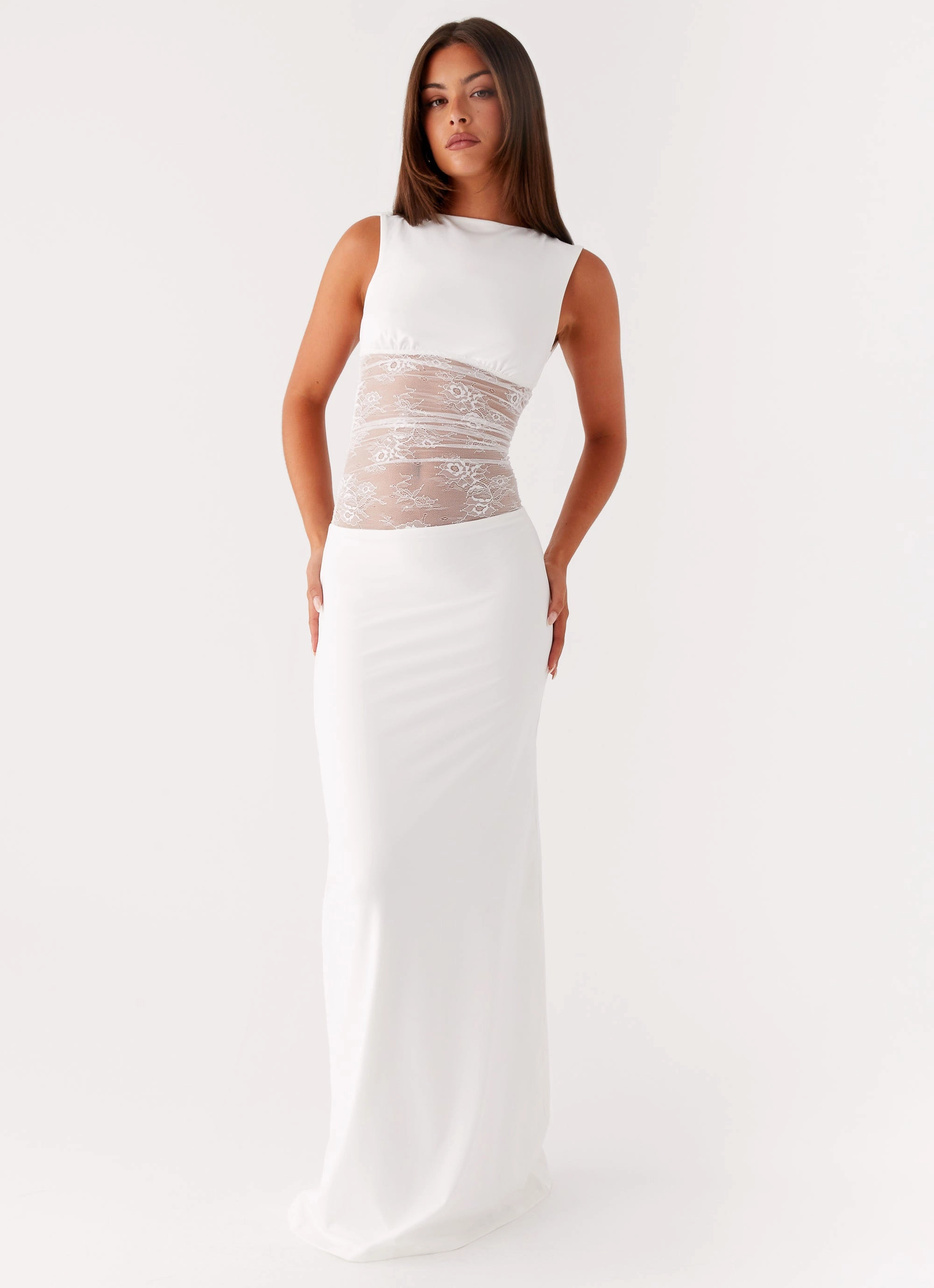 Simple Ease Medina Lace Maxi Dress - White