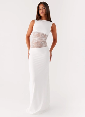 Simple Ease Medina Lace Maxi Dress - White