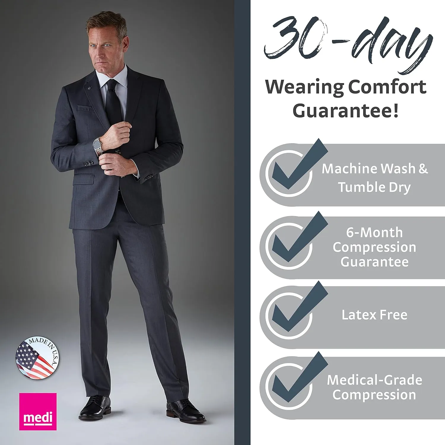mediven for Men Classic, 20-30 mmHg – Calf High Compression Stockings, Closed Toe Leg Circulation for Men, Compression Dress Socks, Leg Support Compression Coverage, Extra Wide