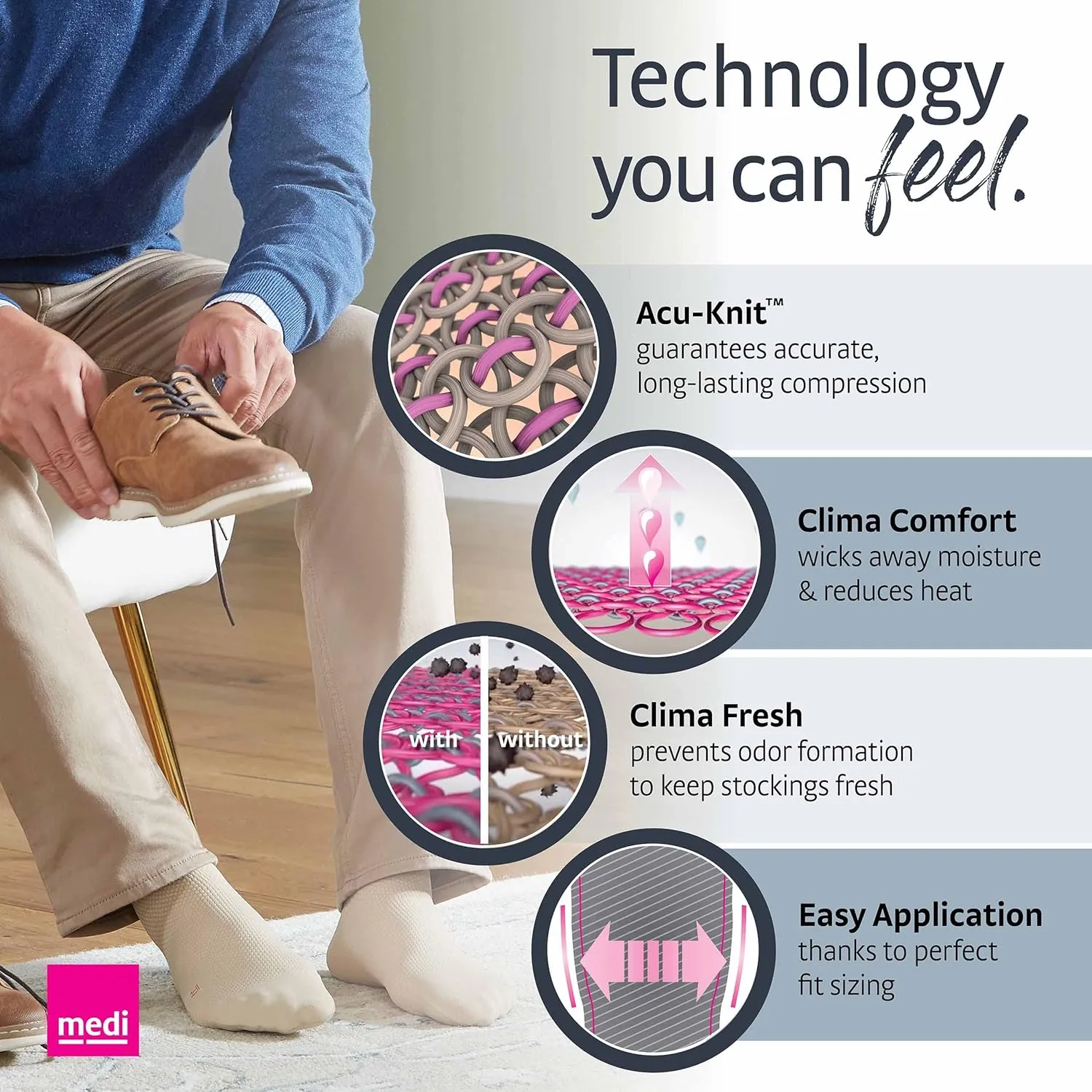 mediven for Men Classic, 20-30 mmHg – Calf High Compression Stockings, Closed Toe Leg Circulation for Men, Compression Dress Socks, Leg Support Compression Coverage, Extra Wide
