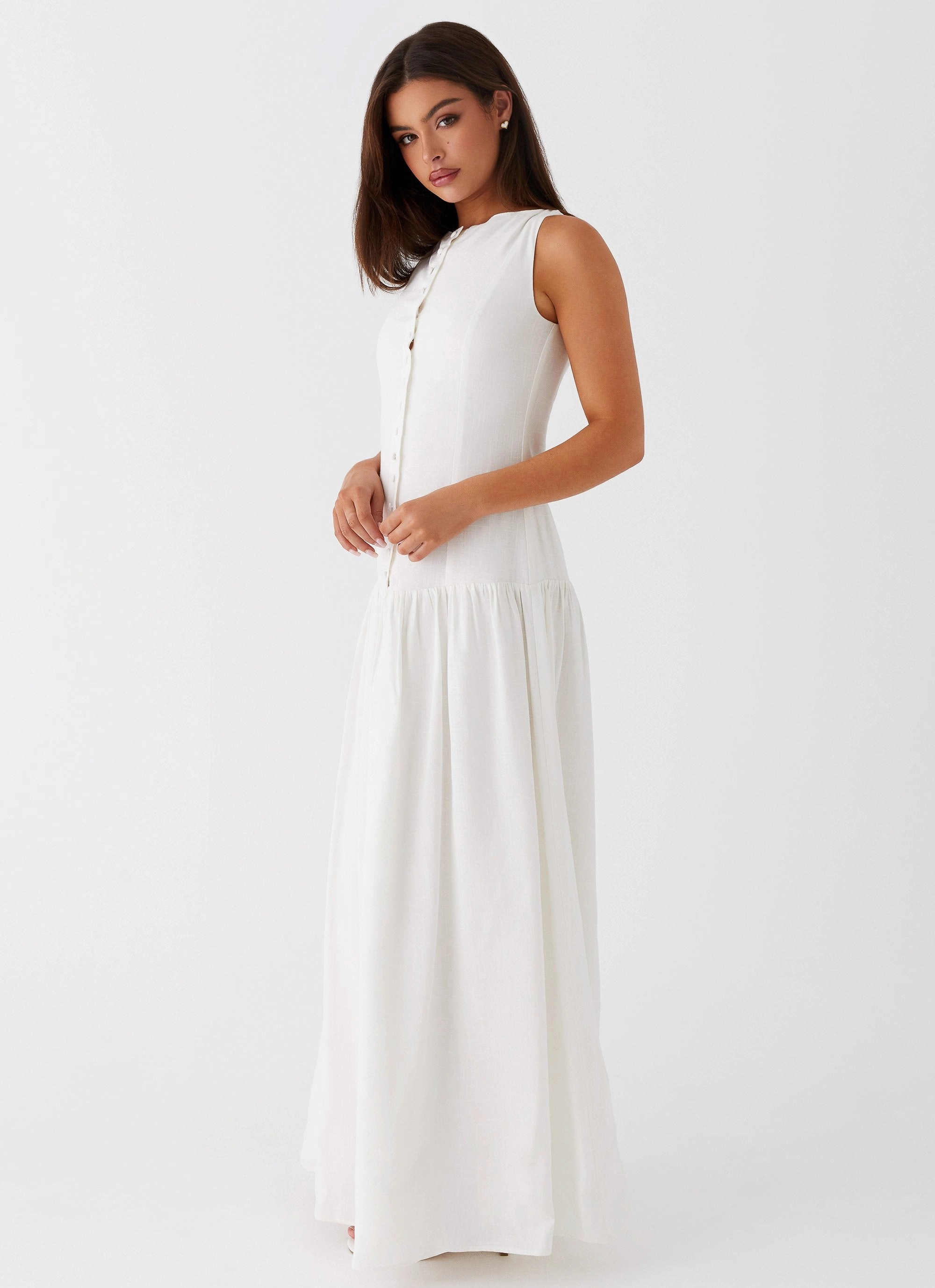 effortless grace Meggie Linen Maxi Dress - White