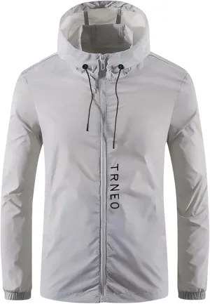 Men Full Zip UPF50  Sun Protection Hoodie Jacket Long Sleeve Lightweight Breathable UV Shirts Running Coat with Pocket