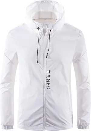 Men Full Zip UPF50  Sun Protection Hoodie Jacket Long Sleeve Lightweight Breathable UV Shirts Running Coat with Pocket