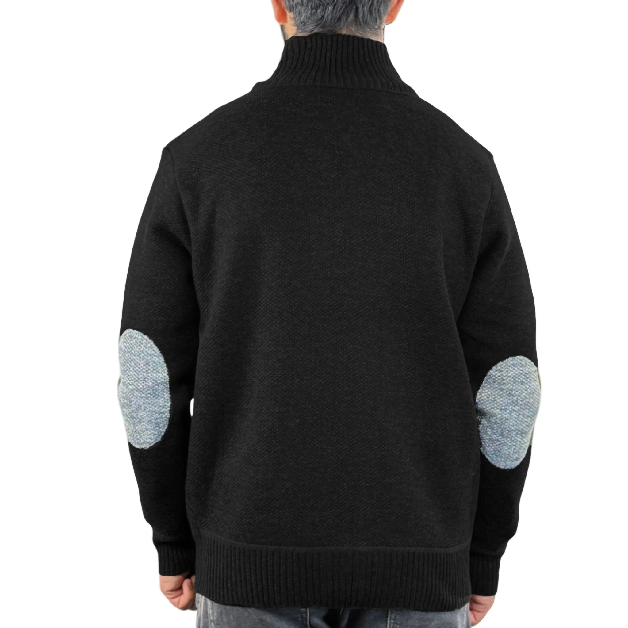 Men Knitted Fleece Lined Zip Up Cardigan