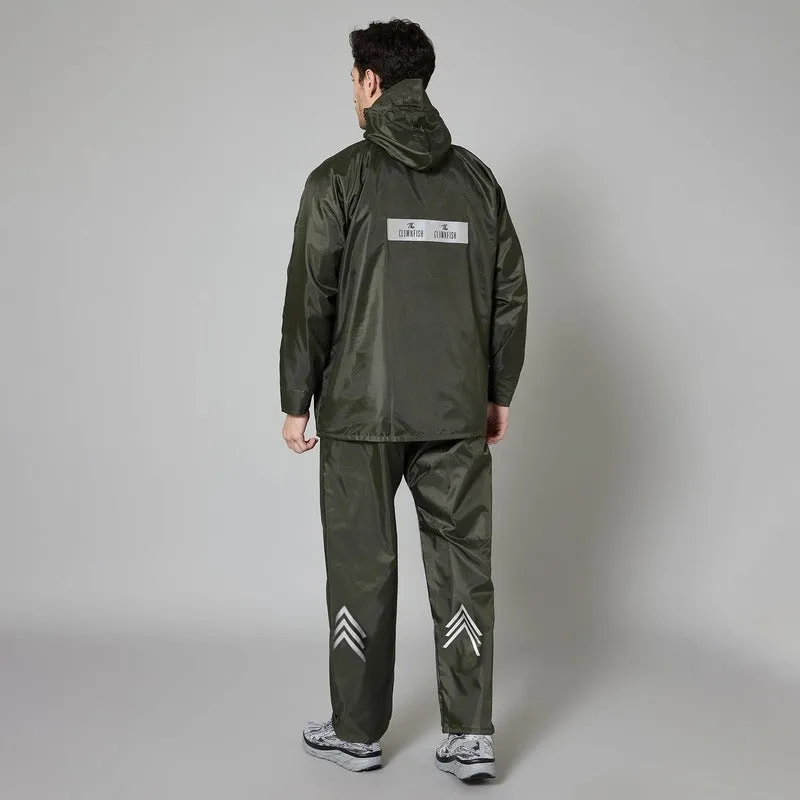 Men Rainwear - Waterproof Reversible Rain Coat with Pants | XL | Mehendi Green