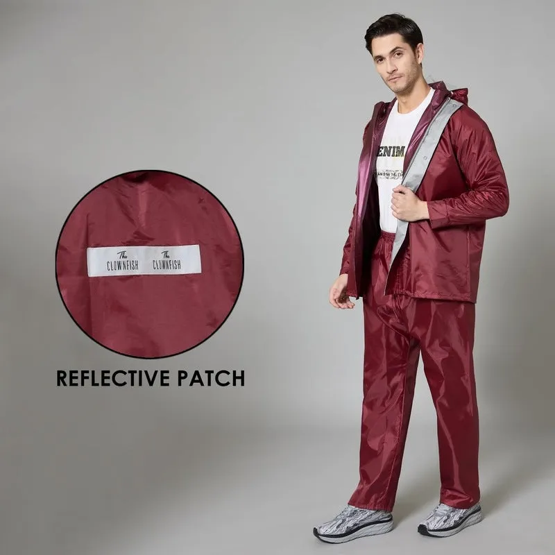 Men Rainwear - Waterproof Reversible Rain Coat with Pants | XXL | Maroon