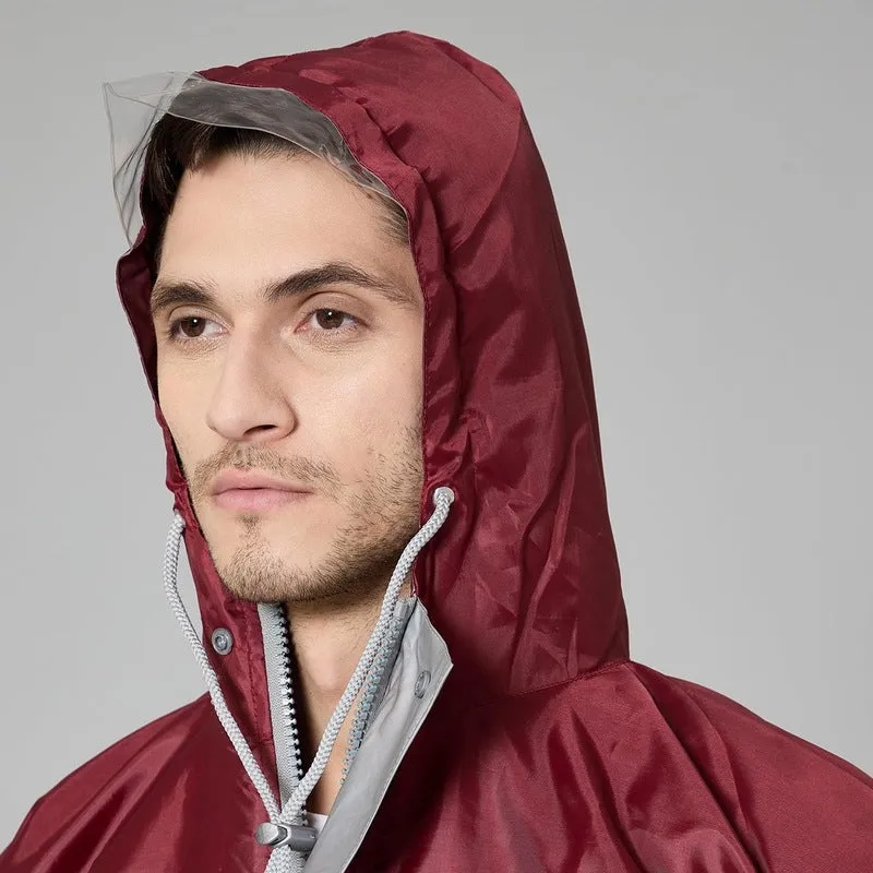 Men Rainwear - Waterproof Reversible Rain Coat with Pants | XXL | Maroon