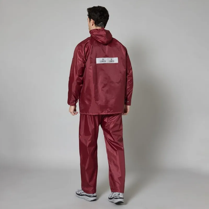 Men Rainwear - Waterproof Reversible Rain Coat with Pants | XXL | Maroon