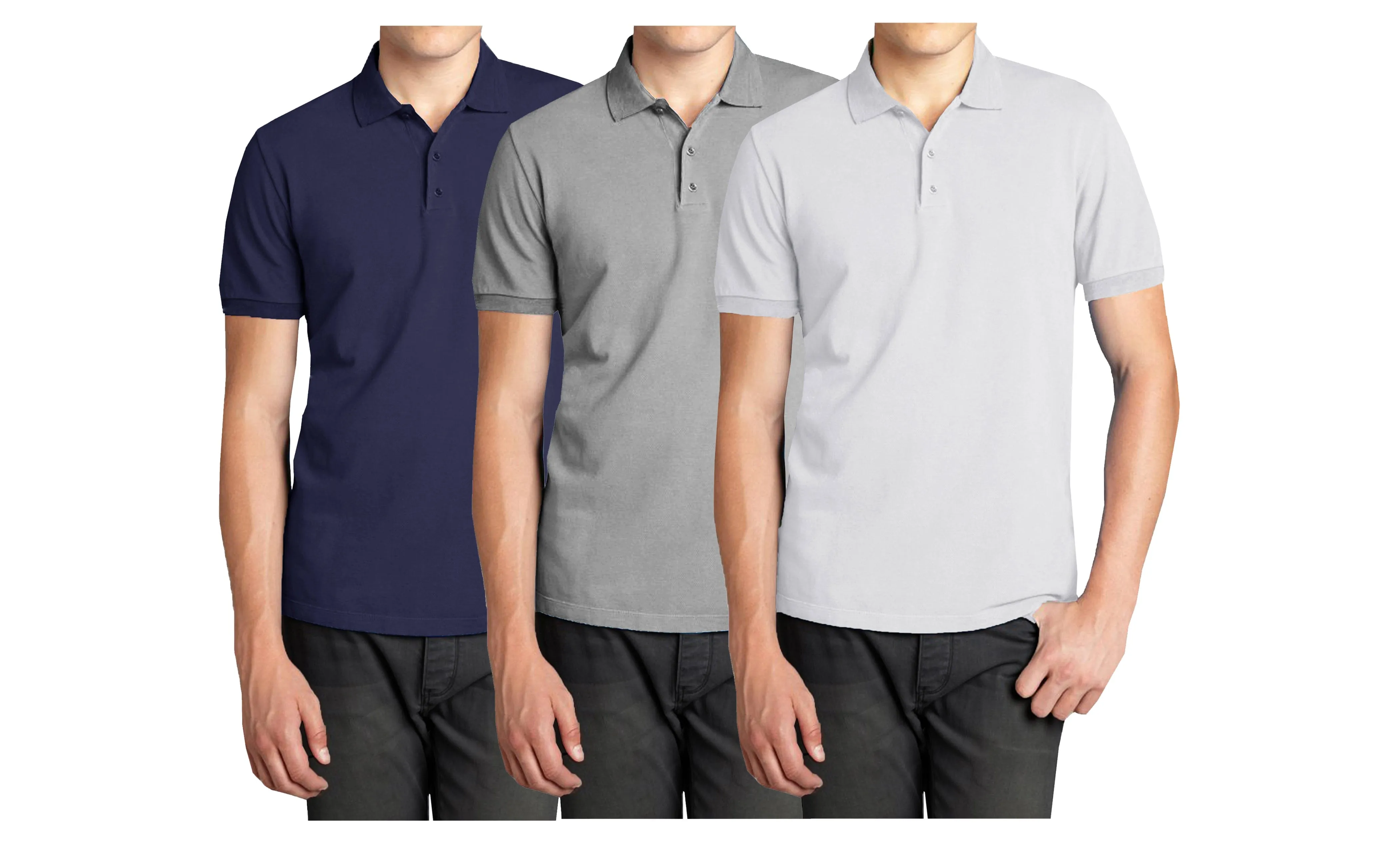 Men's (3-PACK) Short Sleeve Pique Polo Shirt (S-2X)