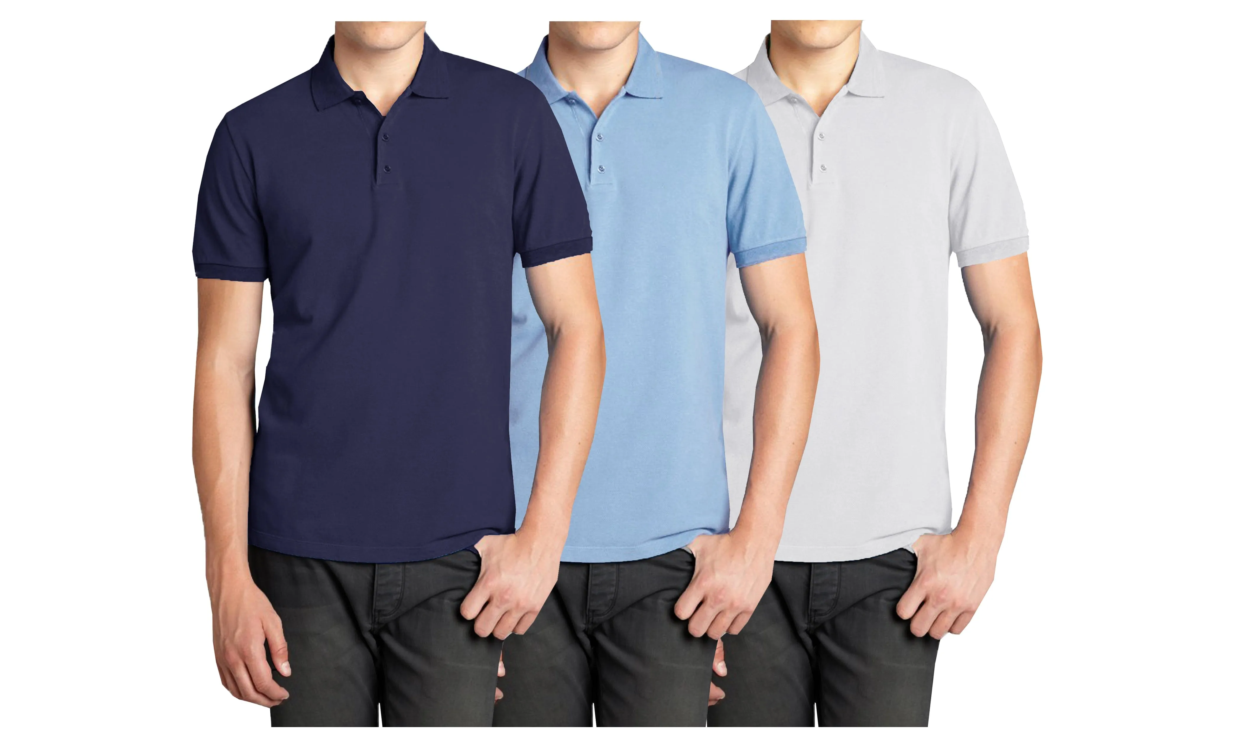 Men's (3-PACK) Short Sleeve Pique Polo Shirt (S-2X)