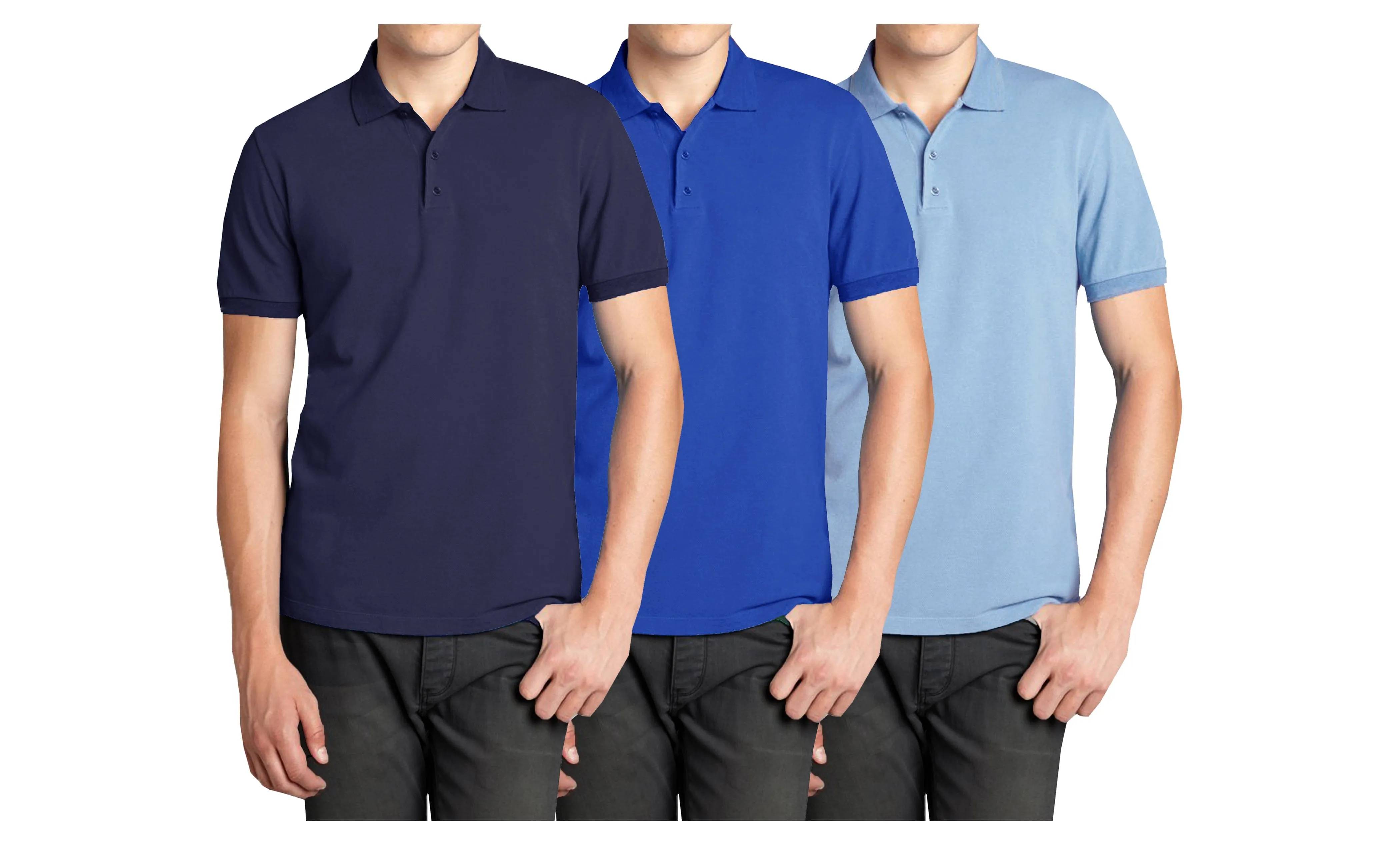 Men's (3-PACK) Short Sleeve Pique Polo Shirt (S-2X)