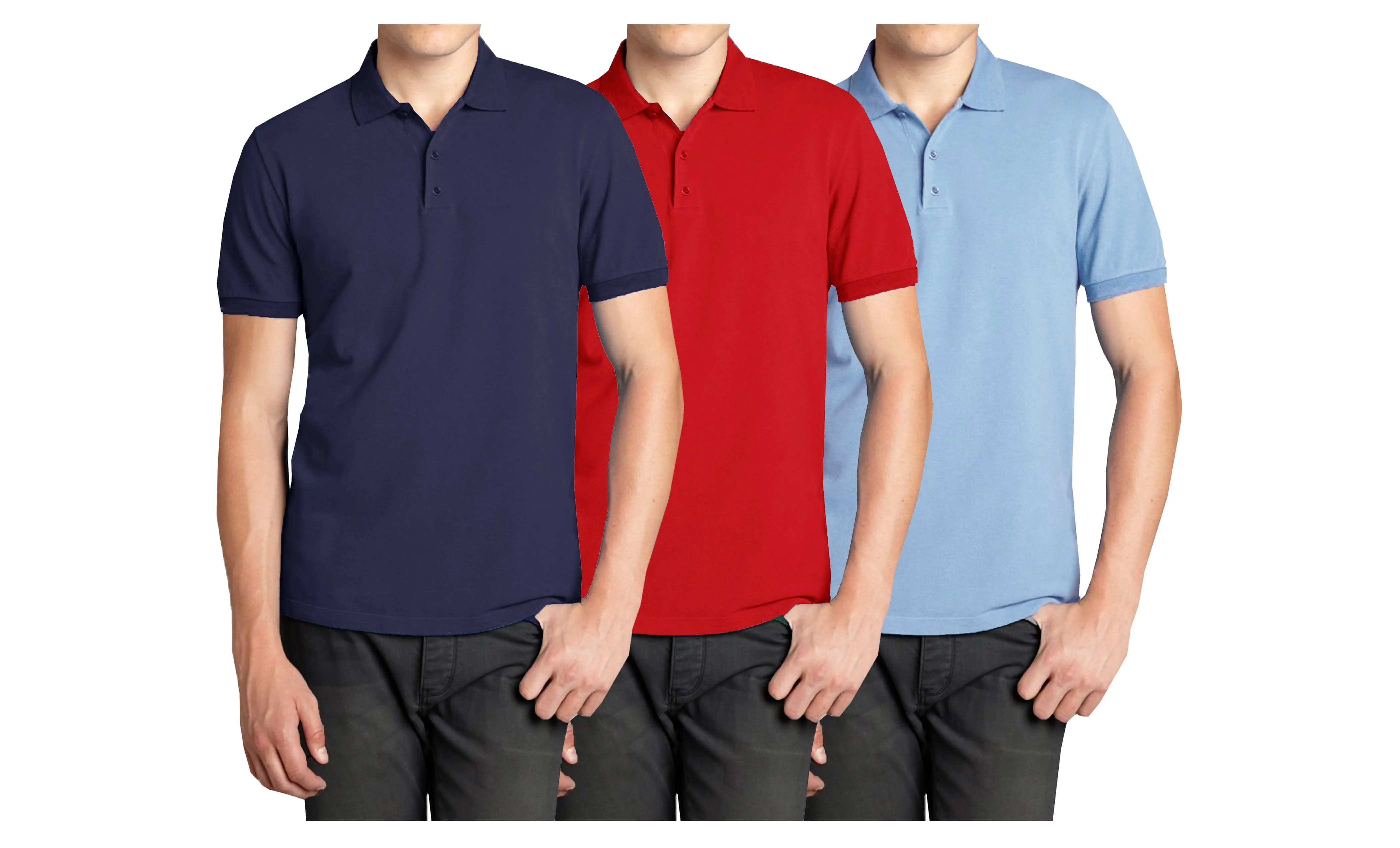 Men's (3-PACK) Short Sleeve Pique Polo Shirt (S-2X)