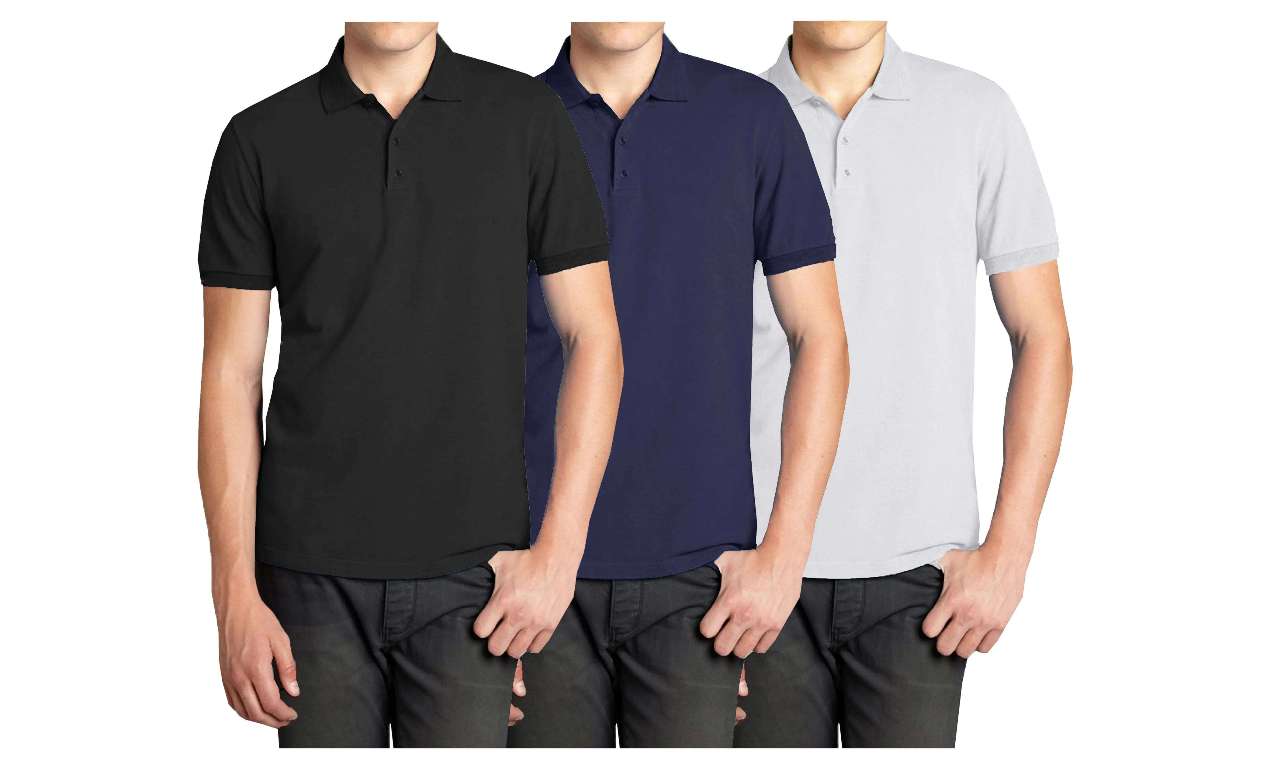 Men's (3-PACK) Short Sleeve Pique Polo Shirt (S-2X)